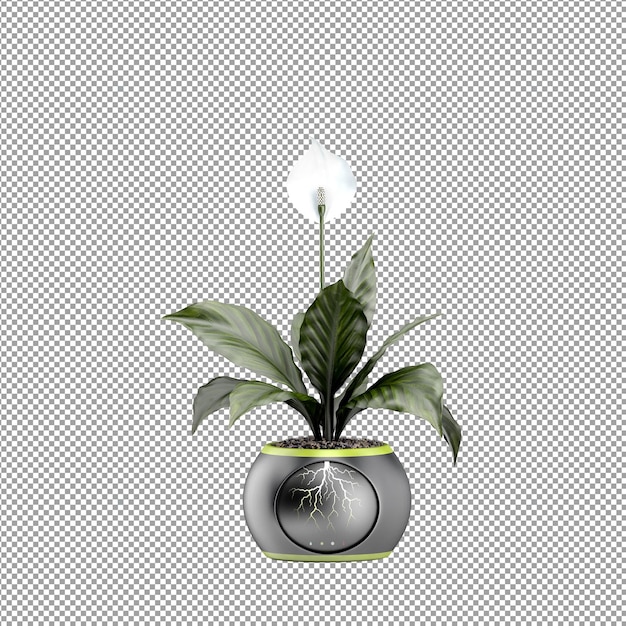 Close-up van een bloem in een vaas 3D-weergave