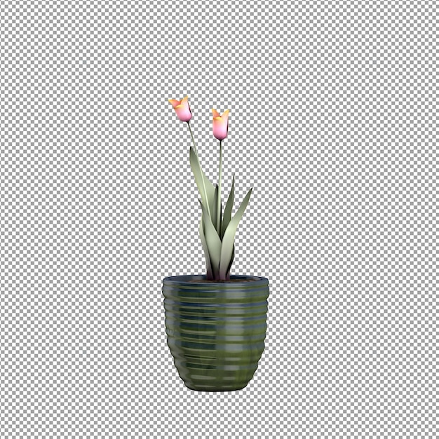 Close-up van een bloem in een vaas 3D-weergave