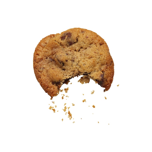 Close-up van een chocoladekoekje met een hapje eruit gehaald