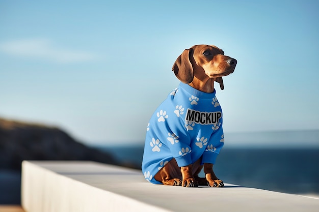 PSD close-up van een hond die kleding draagt