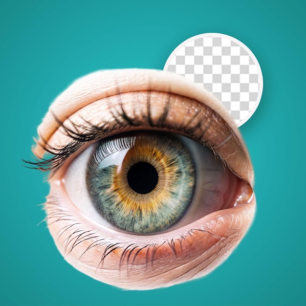 PSD close-up van een vrouw met blauwe ogen die naar de camera kijkt die door kunstmatige intelligentie is gegenereerd