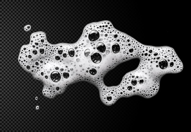 Close-up van zeepvormig schuim met bubbels op een zwart oppervlak