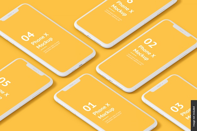 PSD close up on various phones mockup