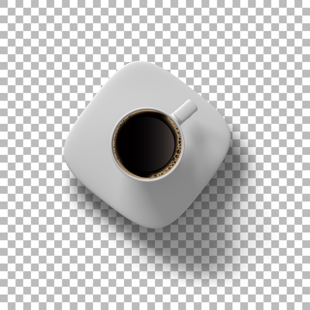 PSD vista ravvicinata caffè nero su tazza bianca adatta per le tue scene di risorse