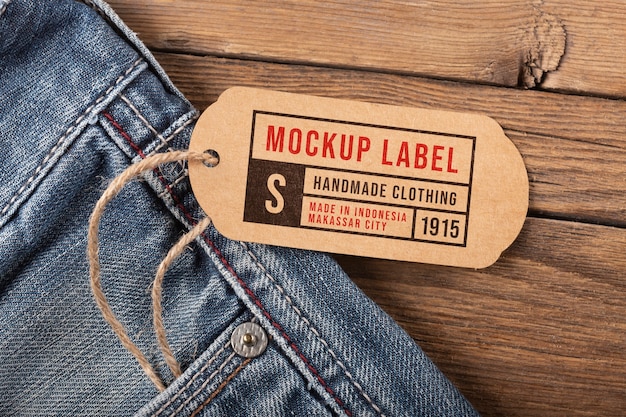 PSD close up on vintage label mockup