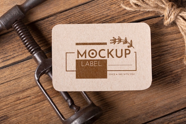 Close up on vintage label mockup