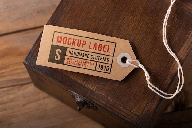 PSD close up on vintage label mockup