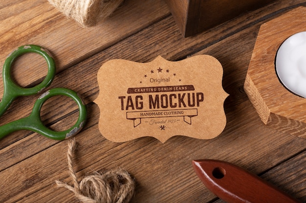 Close up on vintage label mockup