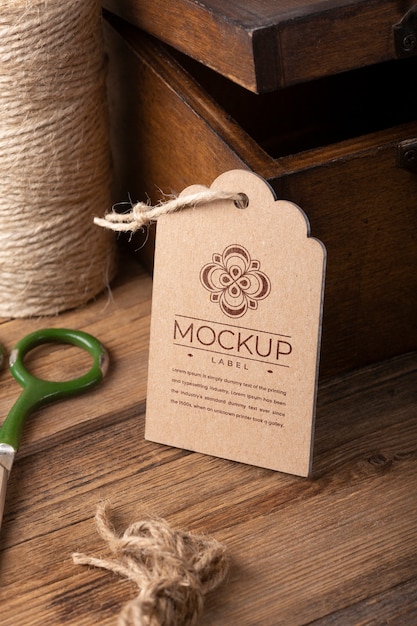 PSD close up on vintage label mockup