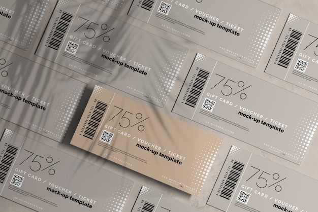 Primo piano su voucher o ticket mockup