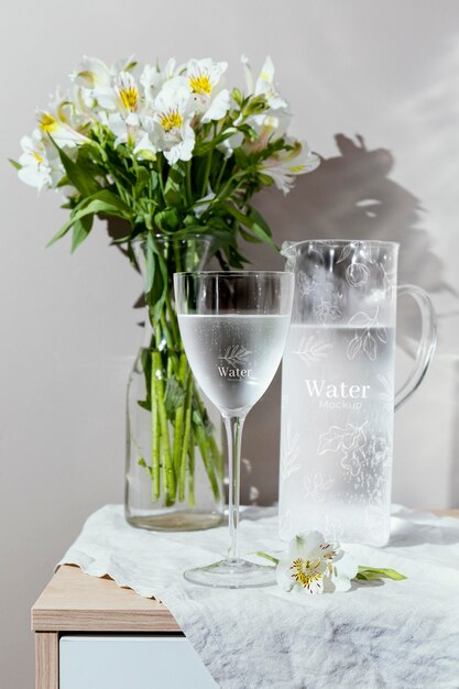 PSD close up on water glass mockup