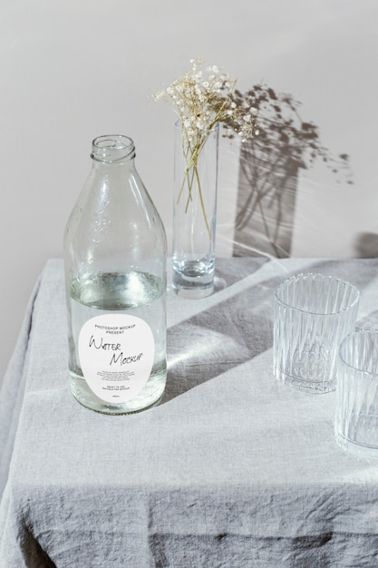 PSD close up on water glass mockup