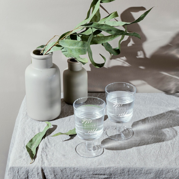 PSD close up on water glass mockup