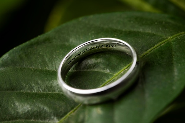 Close up on wedding ring mockup