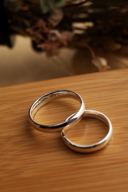 Close up on wedding ring mockup