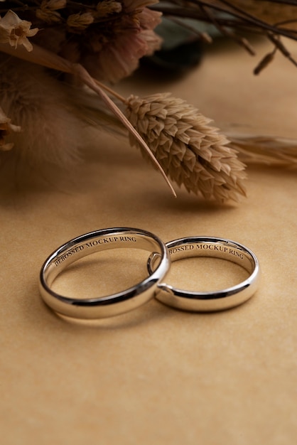 Close up on wedding ring mockup