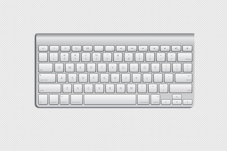 PSD a close-up of a white aluminum keyboard