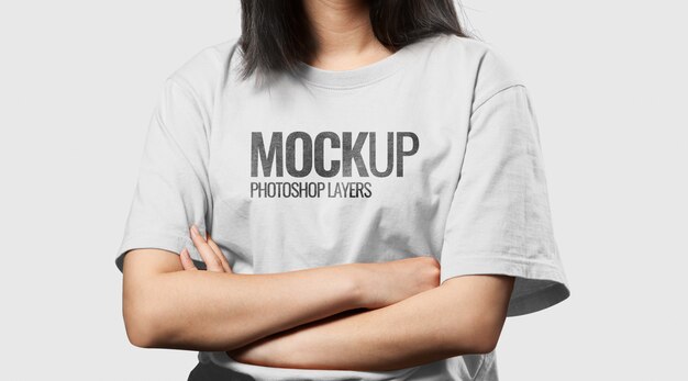 PSD close up white t-shirt