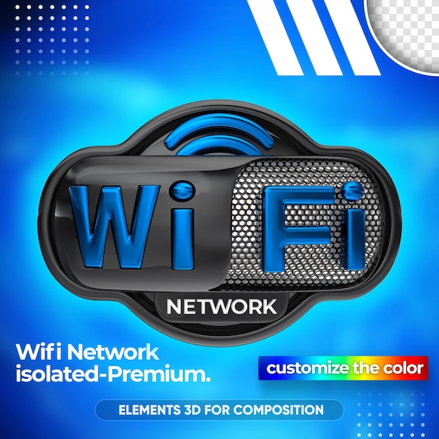 Close up on wifi network 3d render design