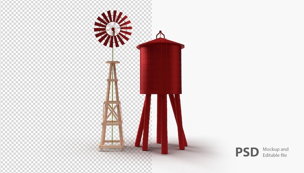 PSD close up on windmill isolated