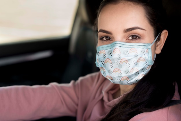 Close-up woman wearing mask