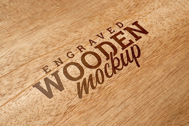 PSD close up wood logo design mockup