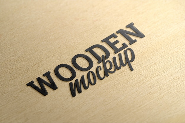 PSD close up wood logo design mockup