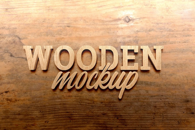 PSD close up on wood texture mockup