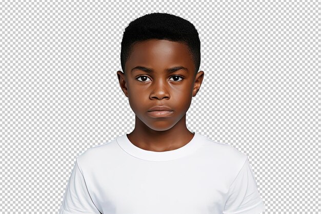 PSD close up of a worried african boy