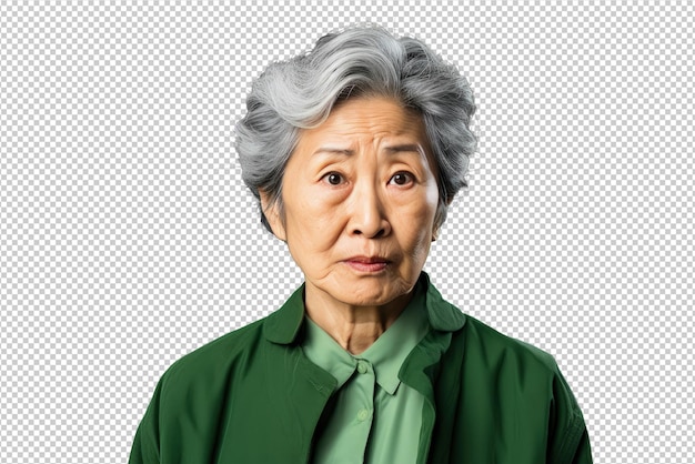 PSD close up of a worried old chinese woman