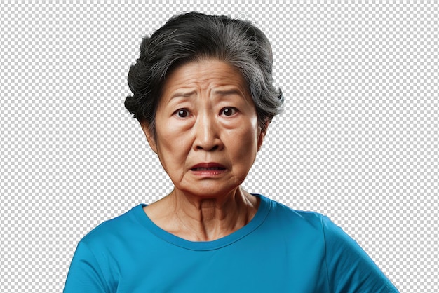 PSD close up of a worried old chinese woman