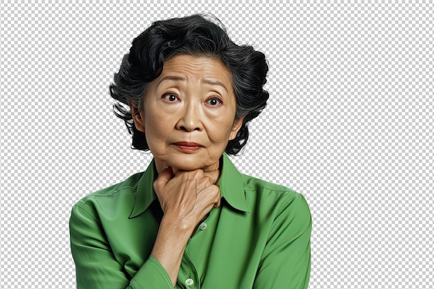 PSD close up of a worried old chinese woman