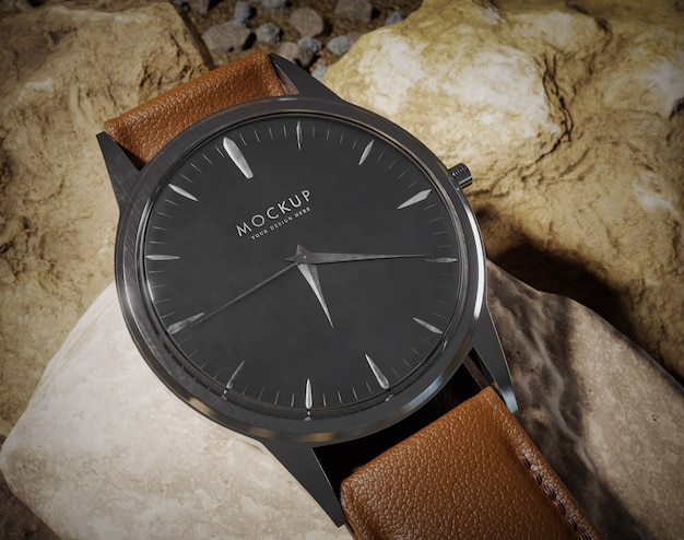 Close up wristwatch mockup design