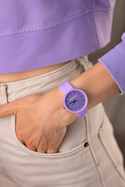 Close up on wristwatch mockup design