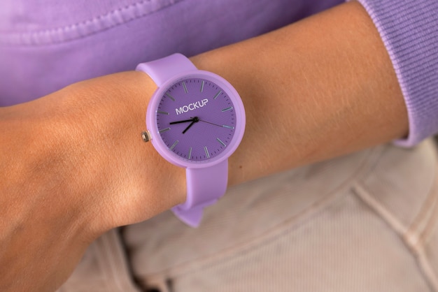 Close up on wristwatch mockup design