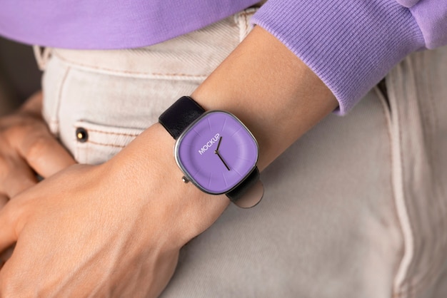 Close up on wristwatch mockup design