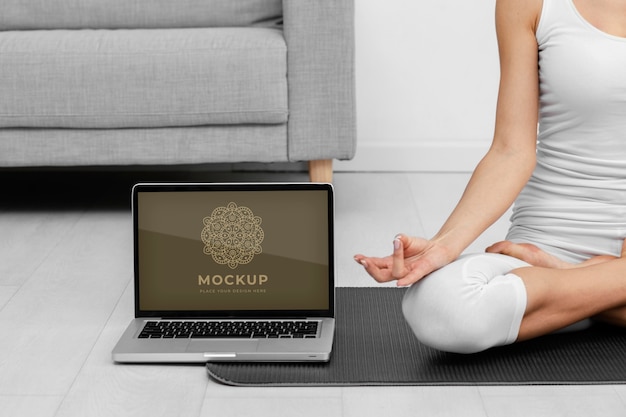 close up yoga branding mockup
