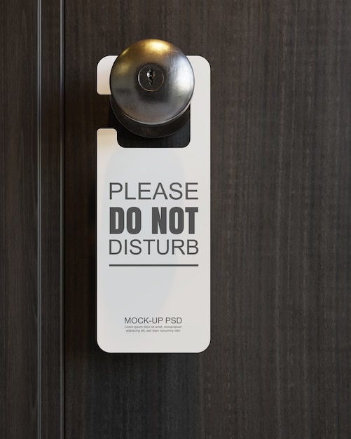 Close view on door hanger mockup