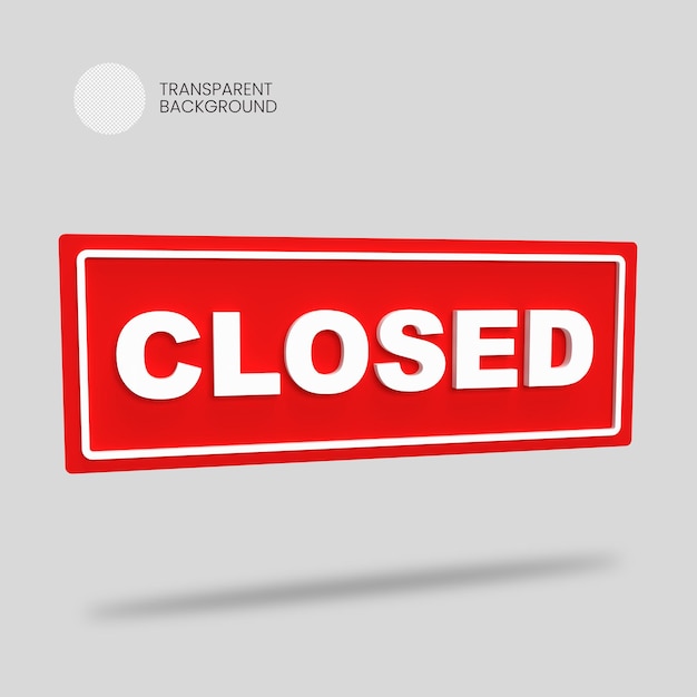 Closed 3d icon banner sign red
