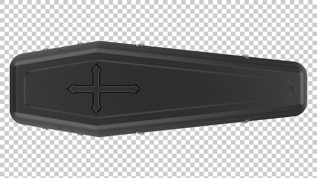 Closed coffin on transparent background 3d rendering illustration