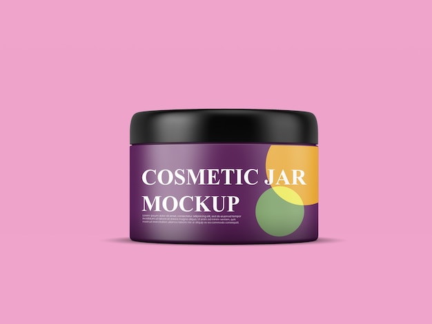 Closed matte plastic cosmetic jar mockup