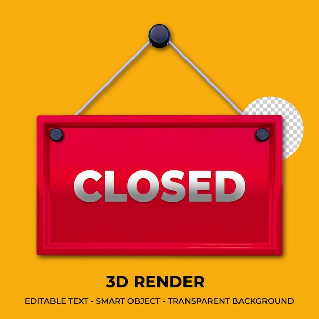 PSD closed sign, 3d rendering