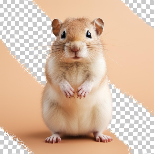 PSD closeup of adorable gerbil with fat tail on a transparent background