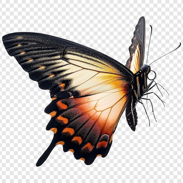 PSD closeup of amazing butterflies in realism with transparent or white background