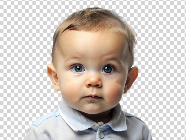 PSD a closeup of a baby with captivating blue eyes on transparent background