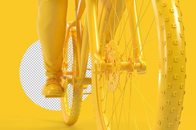 PSD closeup of a bicycle wheel 3d rendering