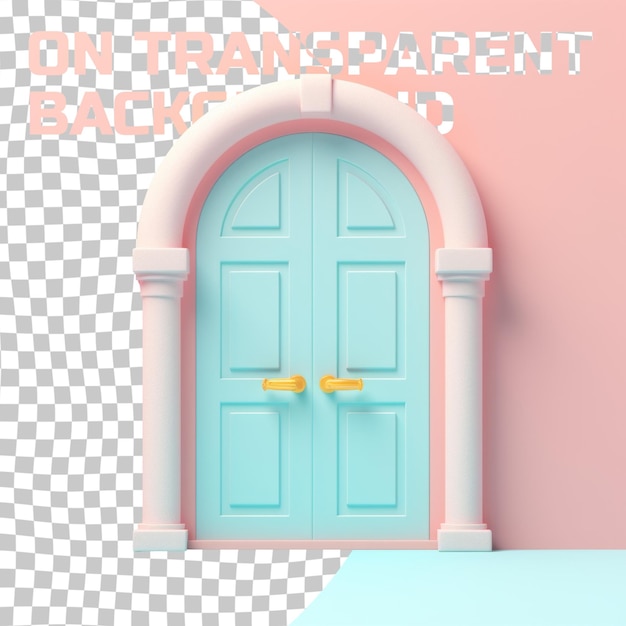 PSD closeup blue door pink arch