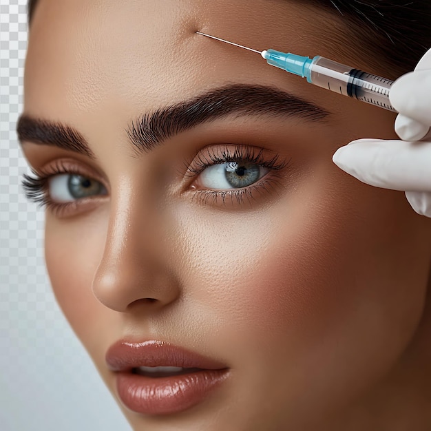 closeup of botox treatment on beautiful womans face