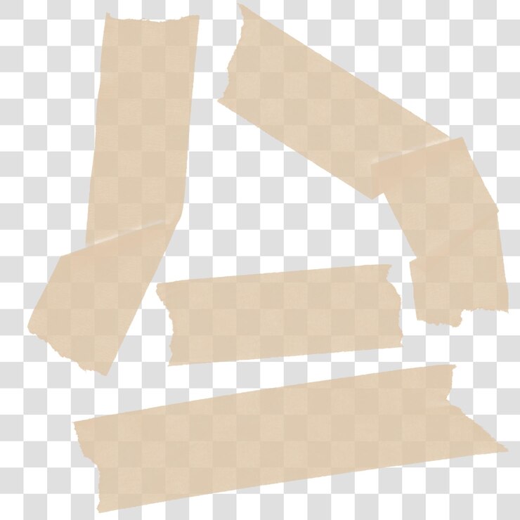PSD closeup of brown adhesive tapes on a transparent background