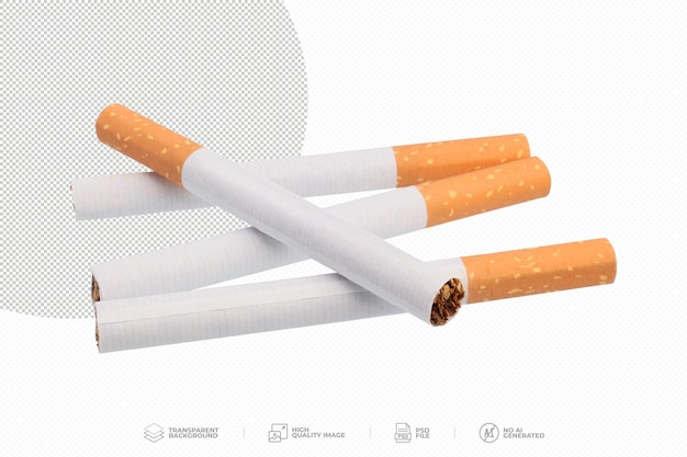 PSD closeup cigarette isolated on transparent background